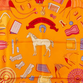 エルメス カレ90 本の行商 ALBUMS DE COLPORTAGE スカーフ オレンジ シルク レディース HERMES 【中古】